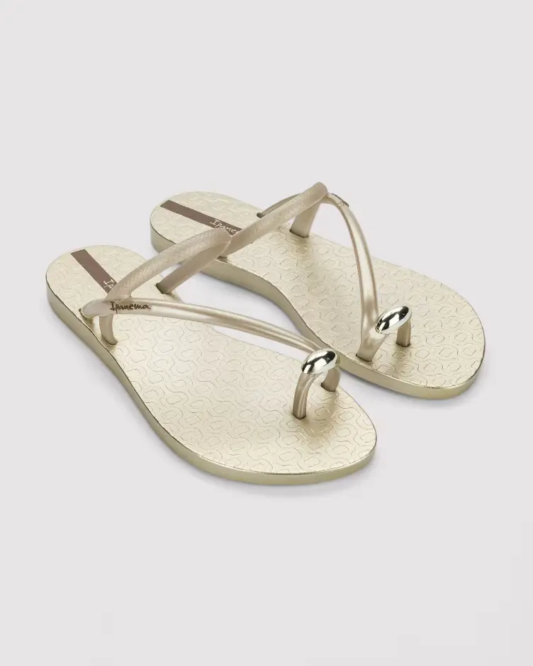 Kit Glam Ring: chinelo dourado